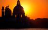 Salute in Sunset Fire, Venice, Italy